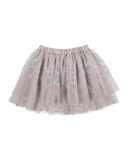 Benete Smocked Tulle A-Line Skirt, Silver, Size 2T-10