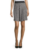 silk polka-dot skirt, black/cream