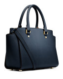 Selma Medium Top-Zip Satchel Bag, Navy