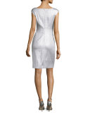 Metallic Jacquard Cutout Dress, Platinum