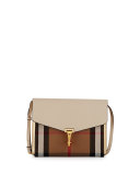 Macken Small Leather & House Check Crossbody Bag, Limestone
