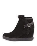 Cameron Faux-Fur Suede Wedge Bootie