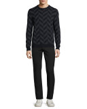Herrigs Chevron Crewneck Sweater, Eclipse
