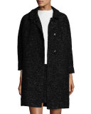 Alexis 3/4-Sleeve Lurex® Tweed Coat, Black