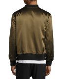 Reversible Silk Bomber Jacket, Olive