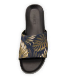 Wasco Men's Palm-Print Canvas Slide Sandal, Blue/Green