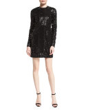 Embellished Paneled Shift Dress, Black