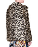 Fur-Free-Fur Leopard-Print Chubby Coat