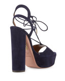 Austin Plateau Suede Platform Sandal, Ink