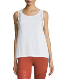 Sunshade Mesh-Panel Sport Tank, White