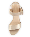 Broadband Metallic Leather City Sandal, Ale