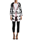 Long Graphic Jacket with Piping, Tricolor