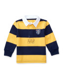 Striped Cotton Rugby Jersey, Gold, Size 9-24 Months