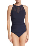 Anastasia Mesh-Front Underwire One-Piece Swimsuit