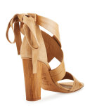 Beatrice Leather & Suede Wrap Sandal, Sand