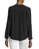 Carita Pin-Dot Silk Shirt, Black