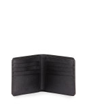 Textured Saffiano Leather Double Billfold, Black