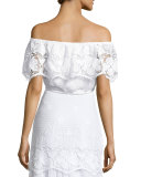 Dakota Lace Off-the-Shoulder Crop Top, Pure White