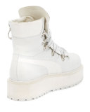 Leather Platform Sneaker Boot, White