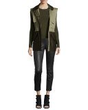 Cecilee Colorblock Crewneck Ponte Top, Army