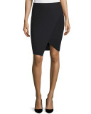 Souk Faux-Wrap Pencil Skirt, Black