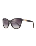 Check-Trim Cat-Eye Sunglasses