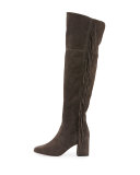Jodi Fringe Suede Over-The-Knee Boot, Smoke