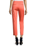 Cuffed Straight-Leg Capri Pants, Orange