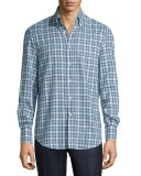 Twill Madras Plaid Oxford Shirt, Blue