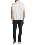 Mix-Stitch Short-Sleeve Polo Shirt, Heathered White