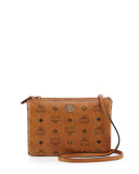 Gold Visetos Crossbody Bag, Cognac