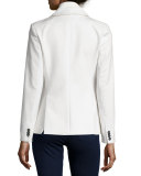 Knit Zip-Front Moto Dickey, White