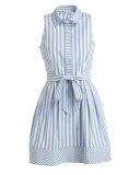 Breton Sleeveless Striped Shirtdress, Blue