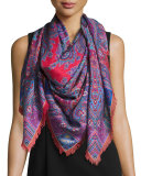 Lasenby Cashmere & Silk Square Scarf, Red