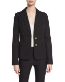 Stretch Two-Button Blazer, Black