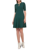 Double-Faced Leather-Inset Sheath Dress