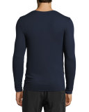Ribbed Modal Henley T-Shirt, Navy