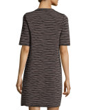 Short-Sleeve Space-Dyed Shift Dress, Petal