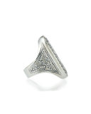 Large Silver Rectangle Filigree Ring