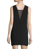 Maelie Sleeveless Lace-Trim Mini Dress, Black