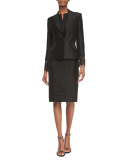 Floral-Lace Cuff Jacket, Black