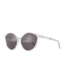 Istanbul Cat-Eye Acetate Sunglasses, Clear/Zebra