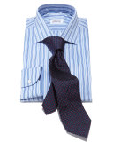 Alternating-Stripe Dress Shirt, Blue