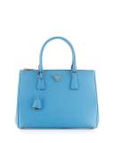 Galleria Saffiano Double-Zip Tote Bag, Blue