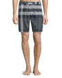 Check Swim Trunks, Charcoal