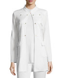Studded Long Jacket, Cream