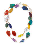 Multi-Stone & Pearl Hand-Knotted Necklace, 35"