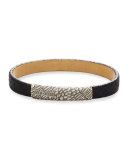 Men's Alligator-Embossed Leather & Sterling Silver Bracelet, Black