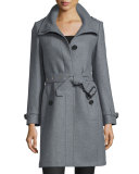 Gibbsmore Wool-Blend Single-Breasted Coat, Steel Gray Melange