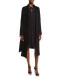 Dara Long-Sleeve Lace Overlay Dress, Black